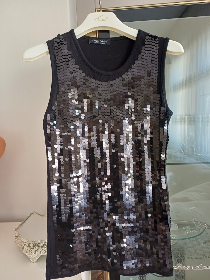 Siyah Pul Payetli bluz - Görsel 2