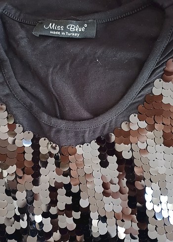 Siyah Payetli Bluz - Görsel 7