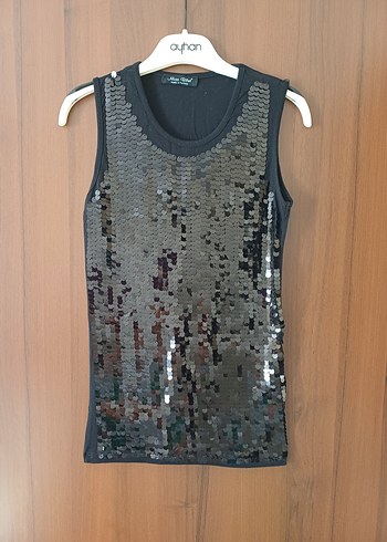 Siyah Payetli Bluz - Görsel 4