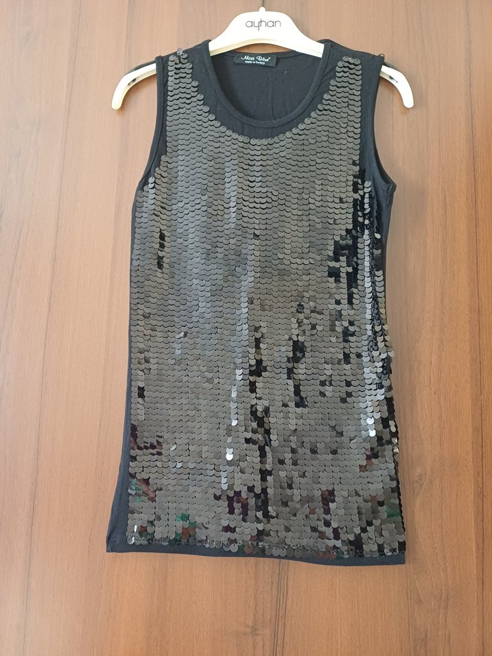 Siyah Payetli Bluz - Görsel 3