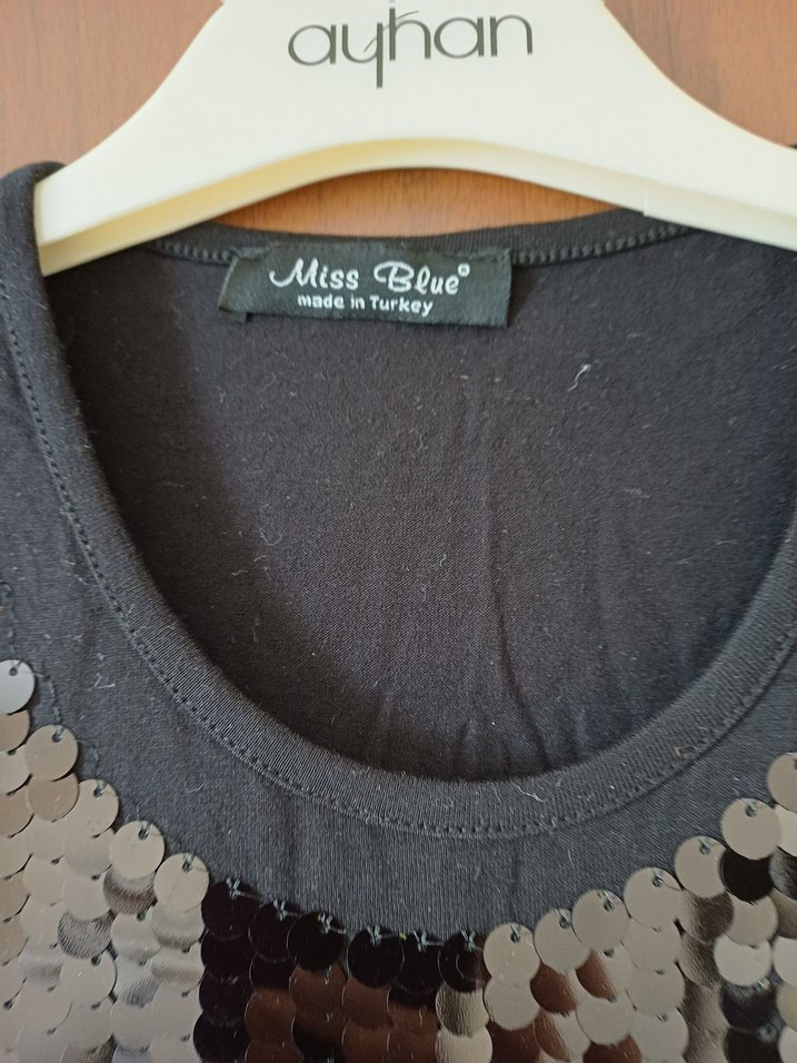 Siyah Payetli Bluz - Görsel 5