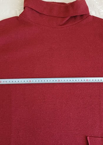 Bordo Yüksek Yakalı Uzun Örme Kadın Tunik - Görsel 4