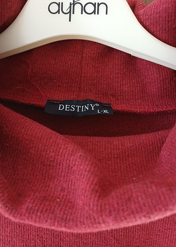 Bordo Yüksek Yakalı Uzun Örme Kadın Tunik - Görsel 2