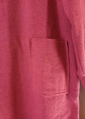 Bordo Yüksek Yakalı Uzun Örme Kadın Tunik - Görsel 3