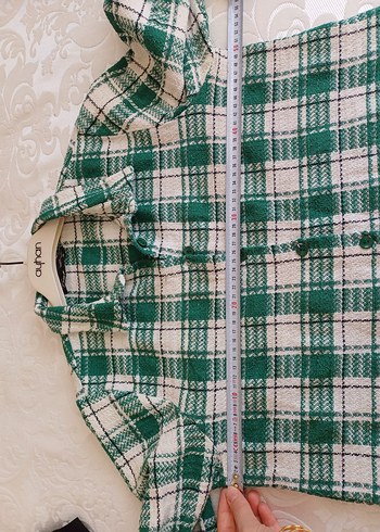 Düğmeli Yeşil Ekose Uzun Kollu Kadın Gömlek - Görsel 6