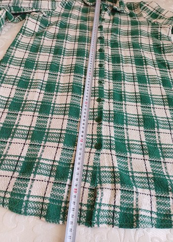 Düğmeli Yeşil Ekose Uzun Kollu Kadın Gömlek - Görsel 7