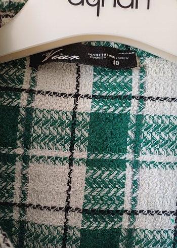 Düğmeli Yeşil Ekose Uzun Kollu Kadın Gömlek - Görsel 4