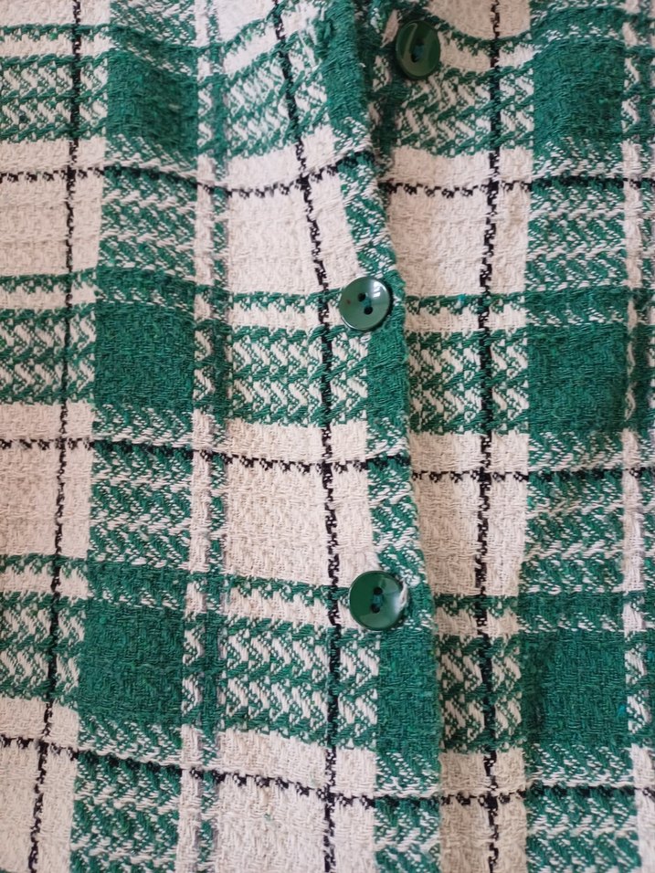 Düğmeli Yeşil Ekose Uzun Kollu Kadın Gömlek - Görsel 5