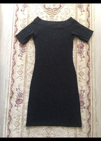 Uzun Siyah Triko Kadın Elbise - Görsel 5