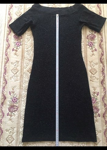 Uzun Siyah Triko Kadın Elbise - Görsel 6