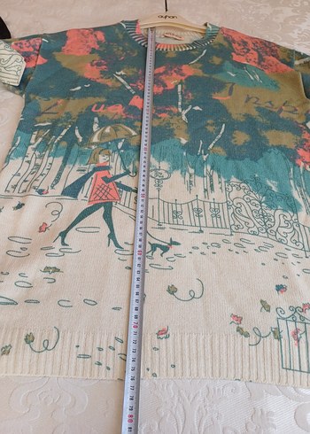 Renkli Baskılı Uzun Kollu Salaş Kazak - Görsel 4