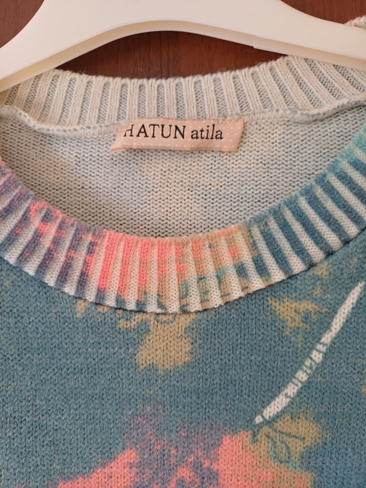 Renkli Baskılı Uzun Kollu Salaş Kazak - Görsel 2