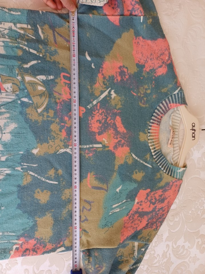 Renkli Baskılı Uzun Kollu Salaş Kazak - Görsel 5