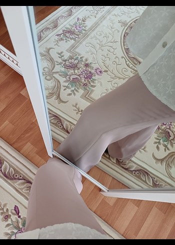 Dökümlü geniş paça pantolon - Görsel 5