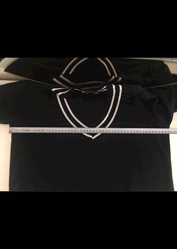 Siyah V Yaka Uzun Kollu Çizgili Kadın Kazak - Görsel 5