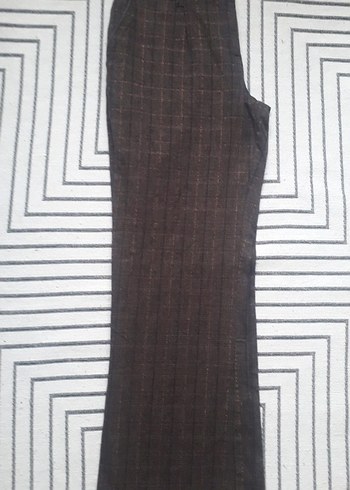 LC Waikiki Kadın Kahverengi Keten Pilili Kumaş Pantolon