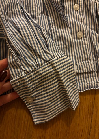 Mavi Çizgili Kısa Gömlek Berskha - Görsel 2