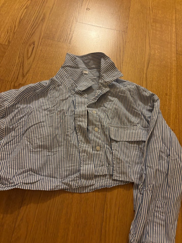 Mavi Çizgili Kısa Gömlek Berskha - Görsel 4