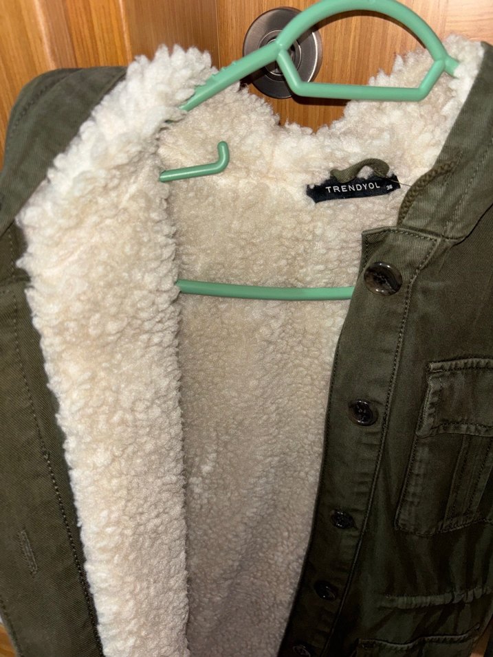 Düğmeli Yeşil uzun Ceket - Görsel 2