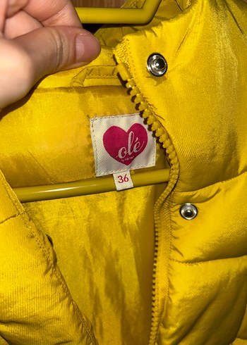 Sarı Kadın Düğmeli Mont - Görsel 2