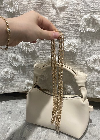 Beyaz Deri Fermuarlı Kadın Çanta - Görsel 3