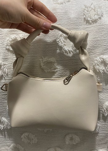 Beyaz Deri Fermuarlı Kadın Çanta - Görsel 2