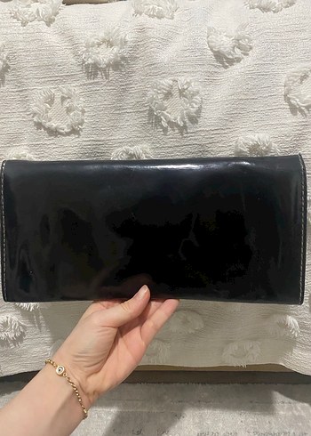 Siyah Deri Tokalı Kadın Abiye Çanta - Görsel 2