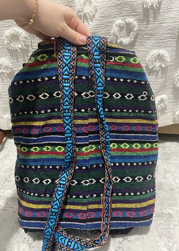 İşlemeli Renkli Bohem Sırt Çantası - Görsel 3