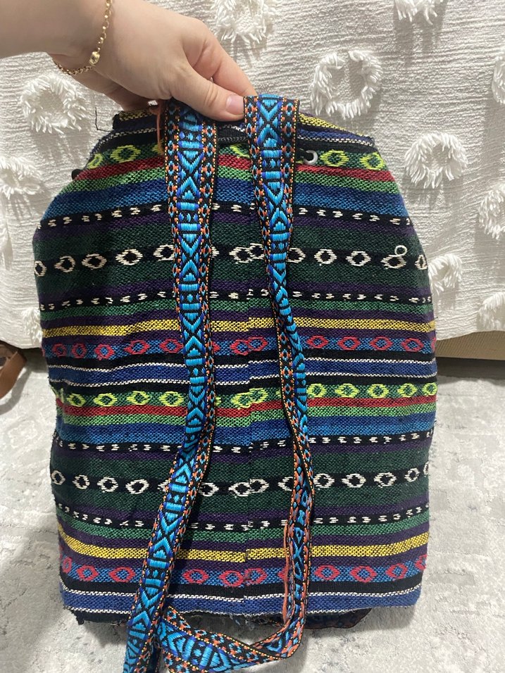 İşlemeli Renkli Bohem Sırt Çantası - Görsel 3