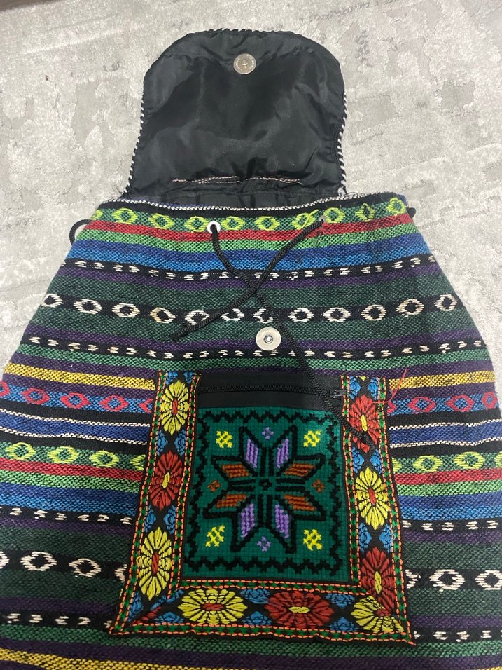 İşlemeli Renkli Bohem Sırt Çantası - Görsel 4