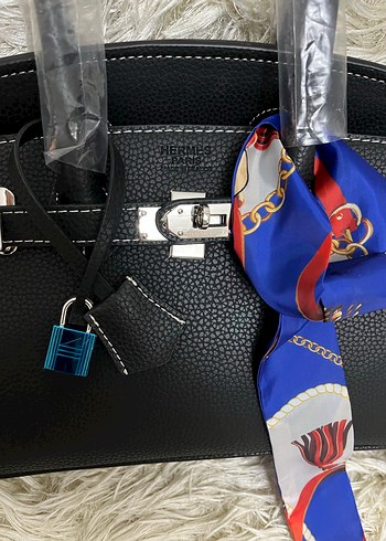 Beden siyah Renk Hermes Kilit Detaylı Siyah Deri Kadın Çanta