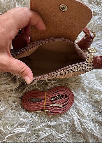  Beden kahverengi Renk Longchamp hasır deri askılı