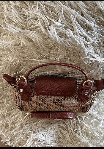  Beden Longchamp hasır deri askılı