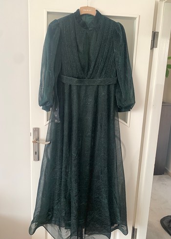 Yeşil Uzun Vintage Kadın Elbise
