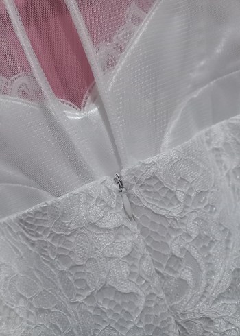 Dantel Detaylı Beyaz Mini Elbise - Görsel 5