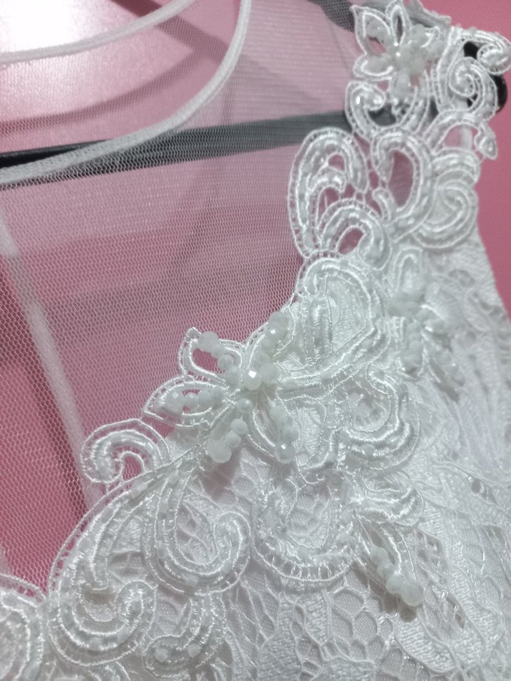 Dantel Detaylı Beyaz Mini Elbise - Görsel 4