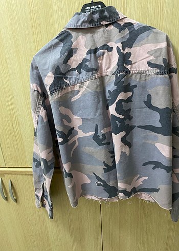 Topshop Gri Kamuflaj Düğmeli Kadın Ceket