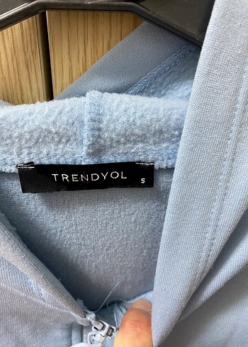 s Beden mavi Kapüşonlu Fermuarlı Kadın Sweatshirt