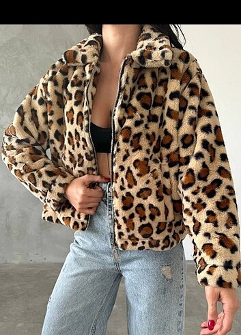 m Beden camel Renk Leopar desen kürk