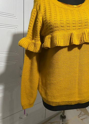 hardal  sarısı Bohem Örgü Kadın Kazak - Görsel 6