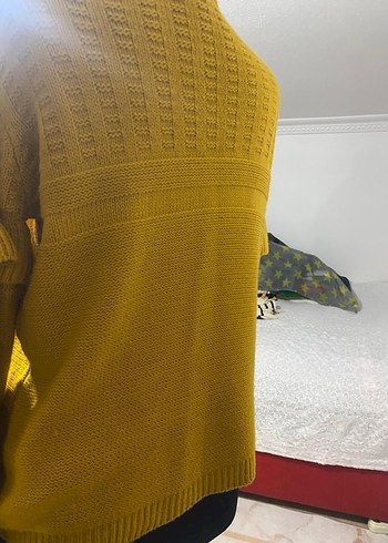 hardal  sarısı Bohem Örgü Kadın Kazak - Görsel 4