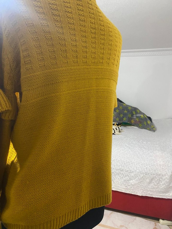 hardal  sarısı Bohem Örgü Kadın Kazak - Görsel 4