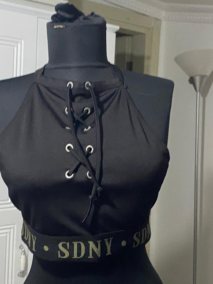 Siyah Gotik Halter Yaka Mini Büstiyer - Görsel 2