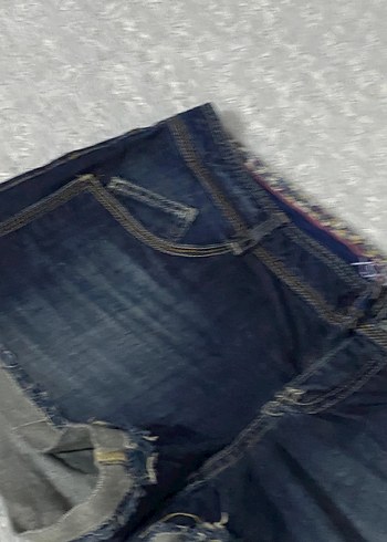 Kadın Koyu Mavi Kemerli Mini Kot Şort - Görsel 6