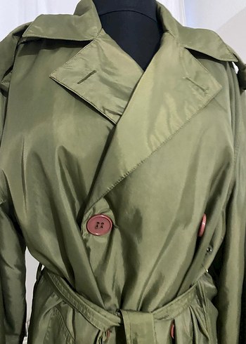 Düğmeli Uzun Trençkot yağmurluk - Görsel 6