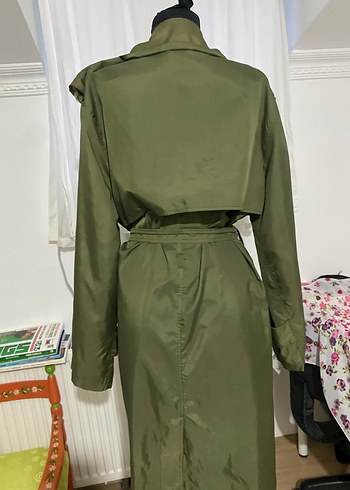 Düğmeli Uzun Trençkot yağmurluk - Görsel 9