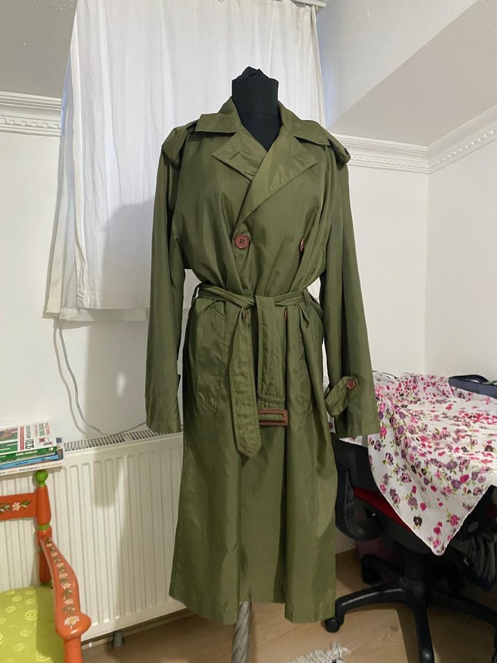 Düğmeli Uzun  Trençkot yağmurluk - Görsel 4