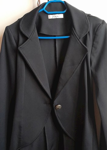 Flexi Düğmeli Siyah Kadın Blazer Ceket