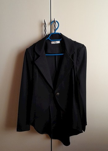 Düğmeli Siyah Kadın Blazer Ceket