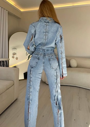 l Beden mavi Renk Denim Pantolon takım
